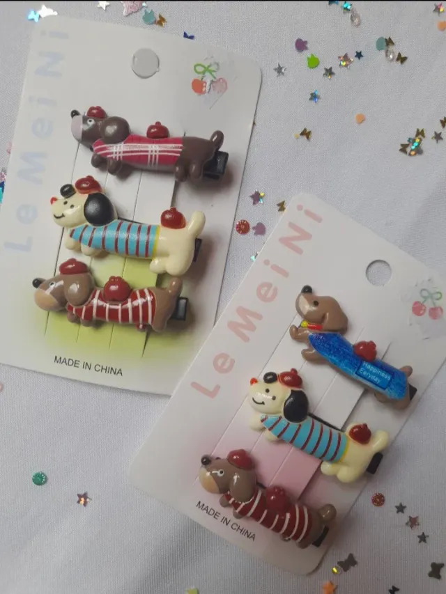 Set Hebillas Perritos salchi x3