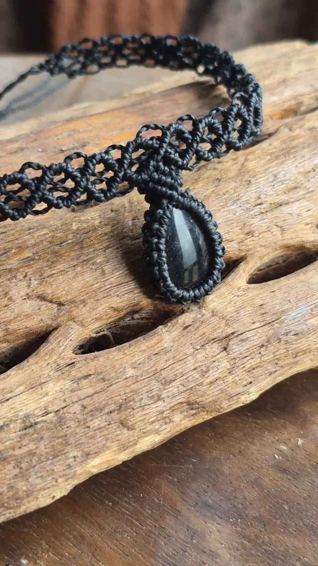 Gargantilla Luna Llena Obsidiana