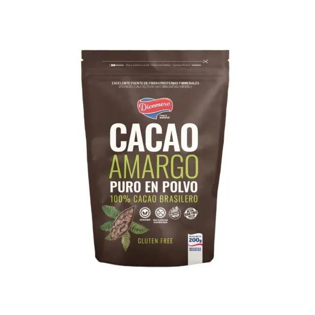 CACAO AMARGO PURO EN POLVO DICOMERE 200GR SIN GLUTEN