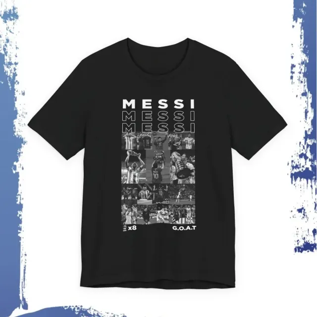 Remera Oversize Lionel Messi Collage Monócromo G.O.A.T.