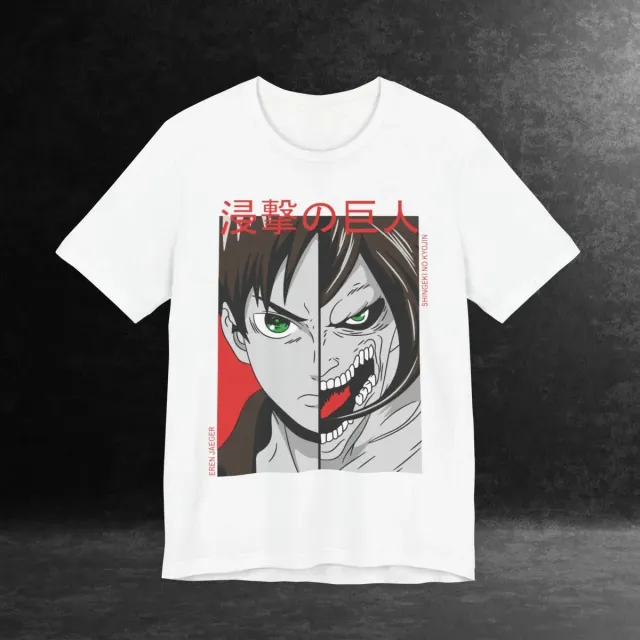 Remera Oversize Eren Split Human & Titan Green Eyes Black - Attack on Titan