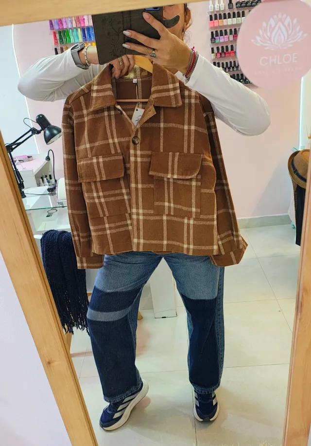 Camisaco en doble paño talle único que llega hasta un 5 beige 4