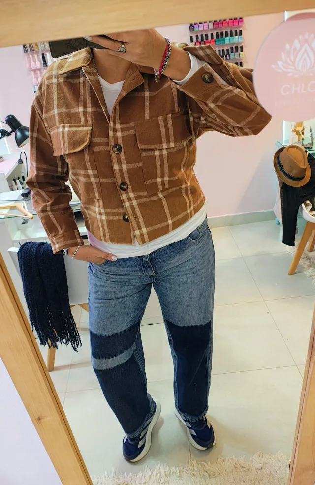 Camisaco en doble paño talle único que llega hasta un 5 beige