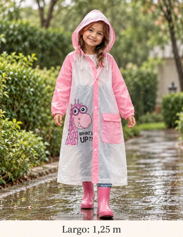 Piloto impermeable infantil transparente con estampa