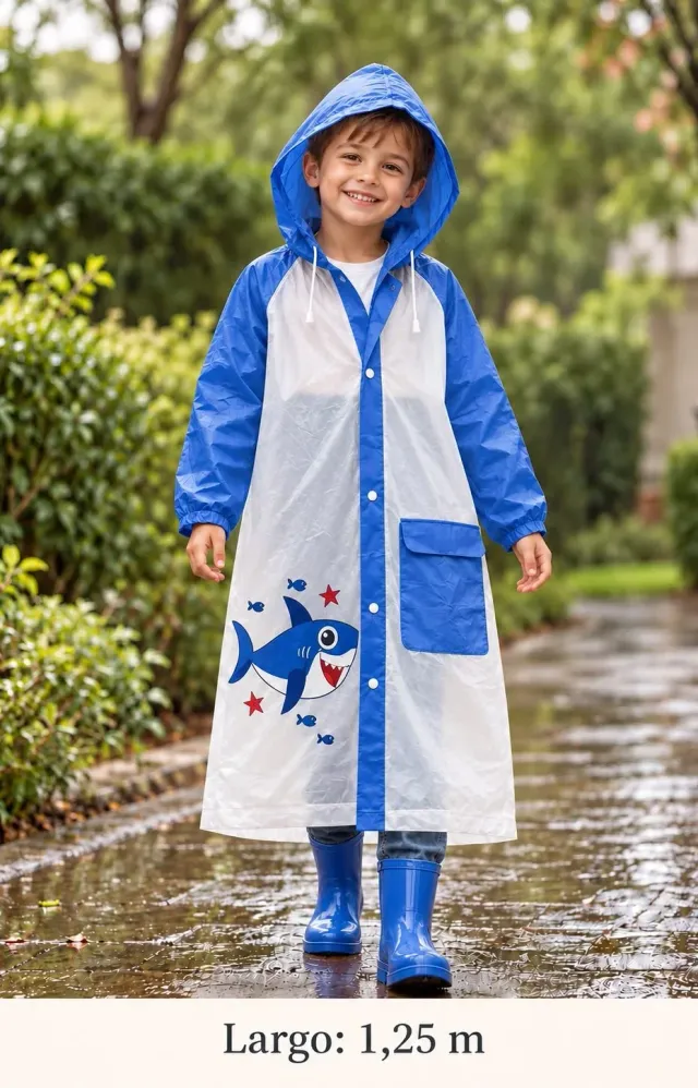 Piloto impermeable infantil transparente con estampa 2