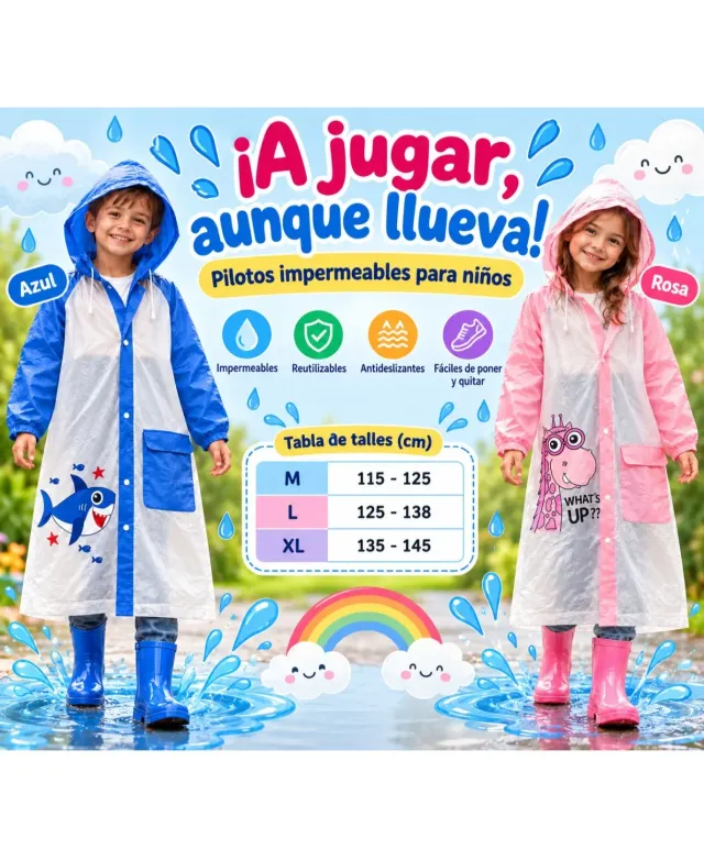 Piloto impermeable infantil transparente con estampa 4