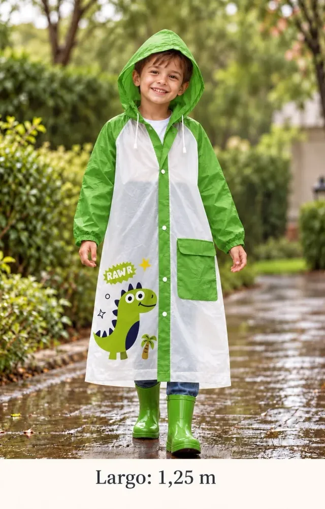 Piloto impermeable infantil transparente con estampa 3