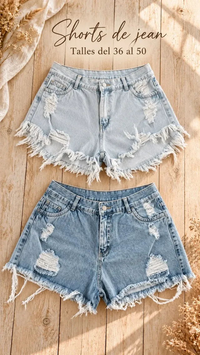 Short de jean rígido con y sin strass 4