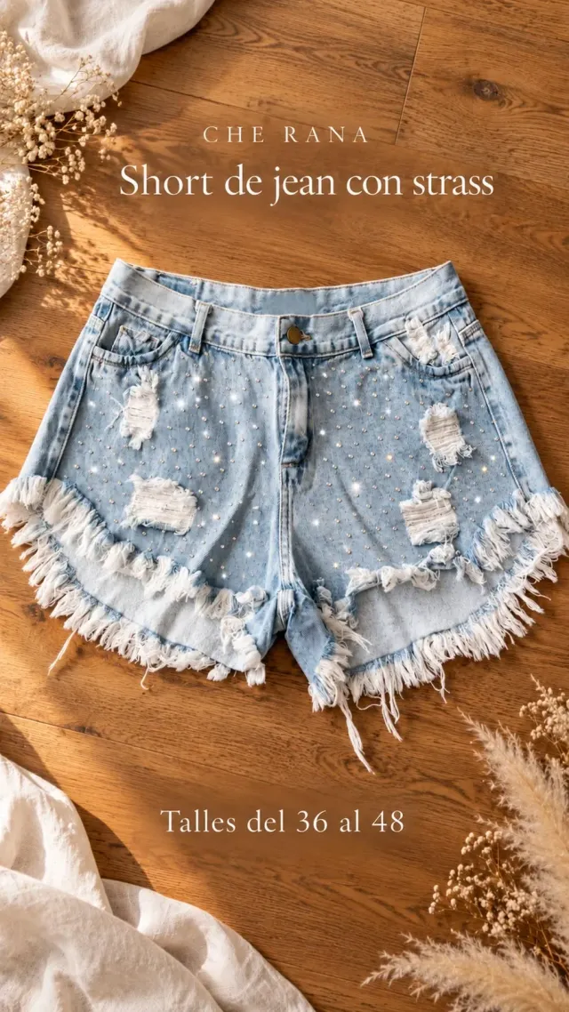 Short de jean rígido con y sin strass