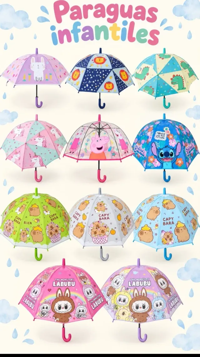 Paraguas infantil transparente estampado