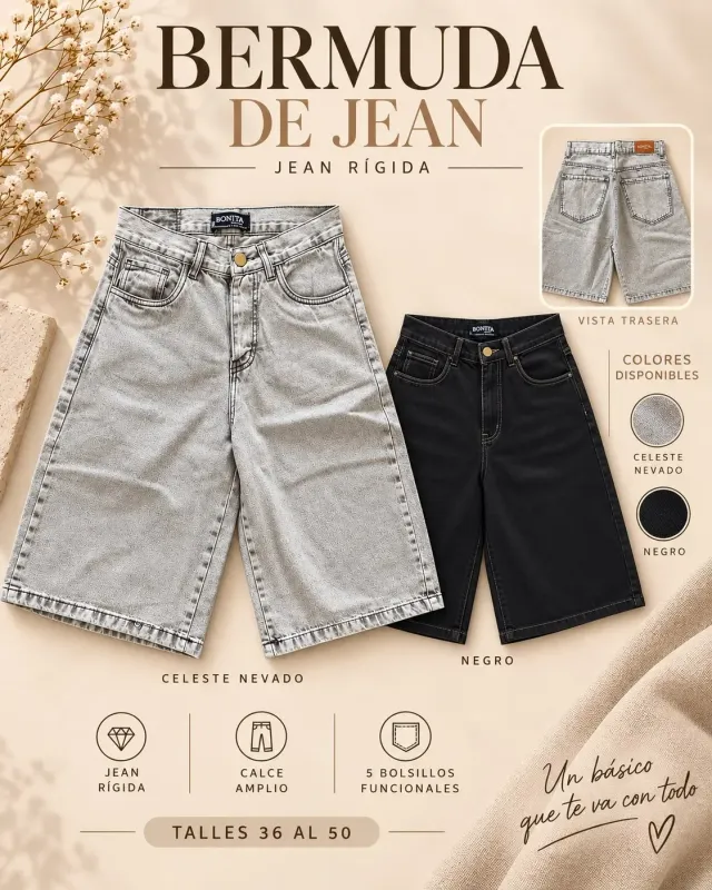 Bermuda de jean rígida