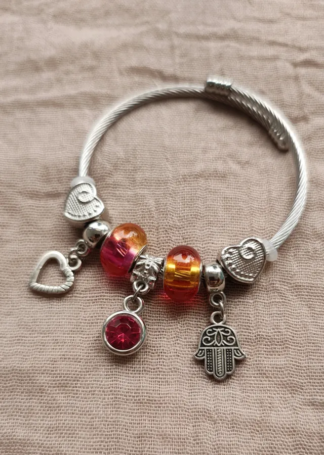 Pulsera Pandora acero quirúrgico, dijes