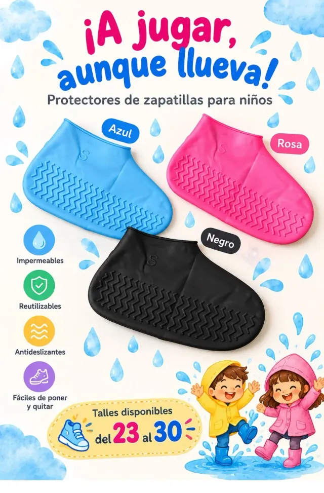 Protectores de zapatillas impermeables para niños talles 23 al 30