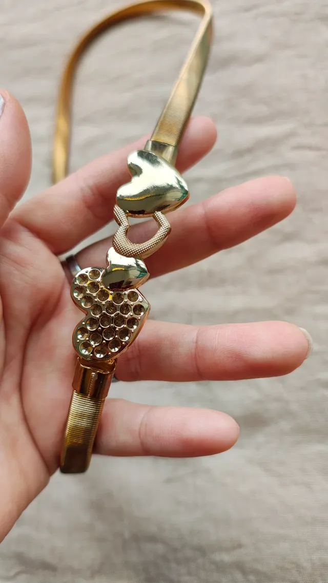 Cinturón elastizado dorado corazones 2