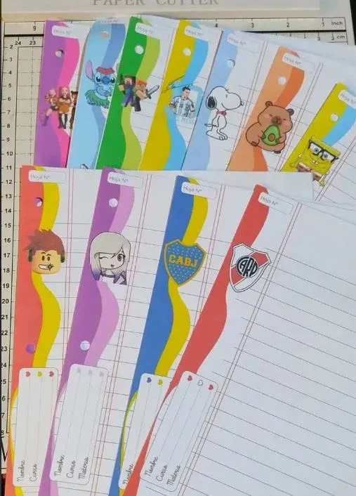 48 hojas para carpeta Nro 3 preimpresas de la imagen elegida full color