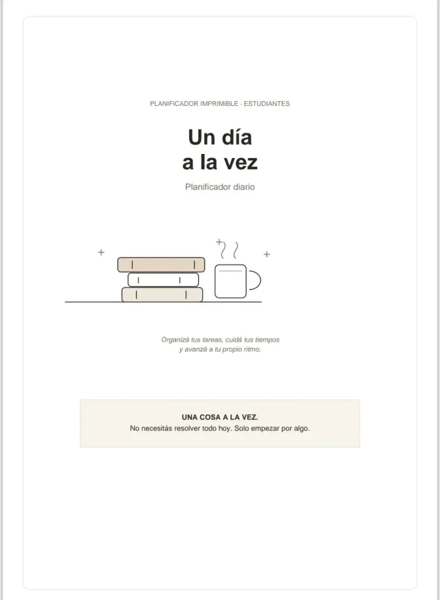 Planificador diario imprimible — Un día a la vez