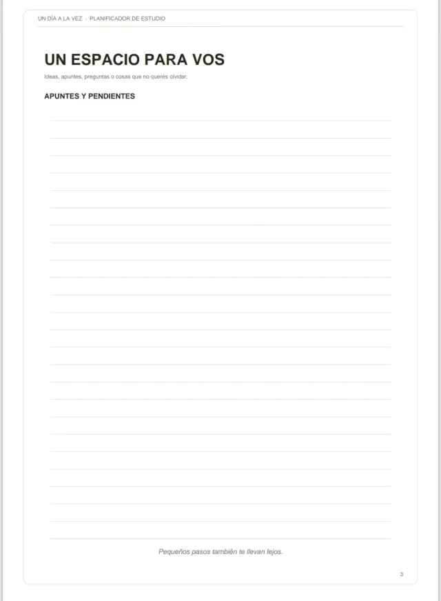 Planificador diario imprimible — Un día a la vez 3