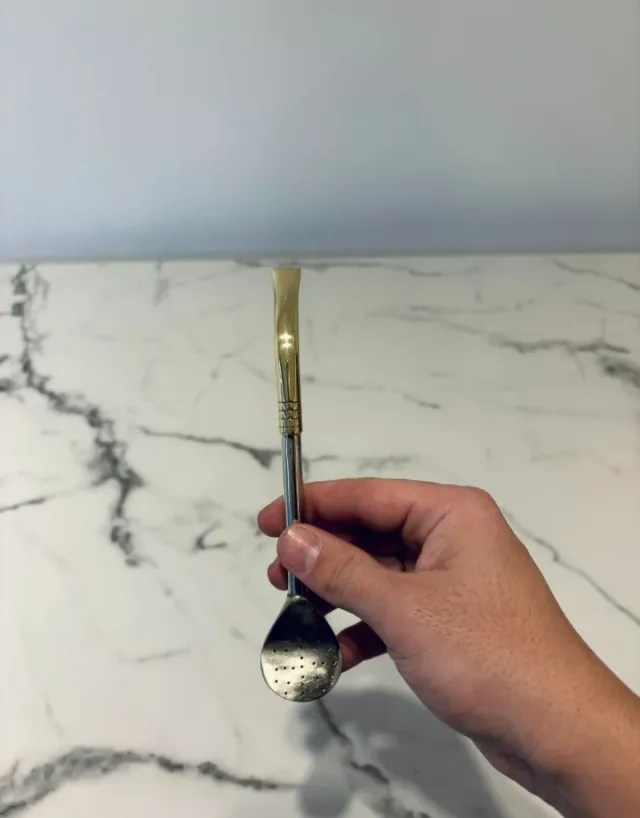 BOMBILLA DE ACERO PICO DE BRONCE