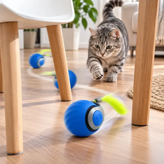 Pelota Interactiva Inteligente Con Cola para Gato - Recargable