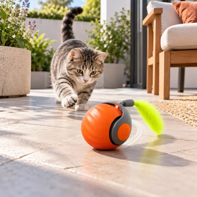 Pelota Interactiva Inteligente Con Cola para Gato - Recargable 3