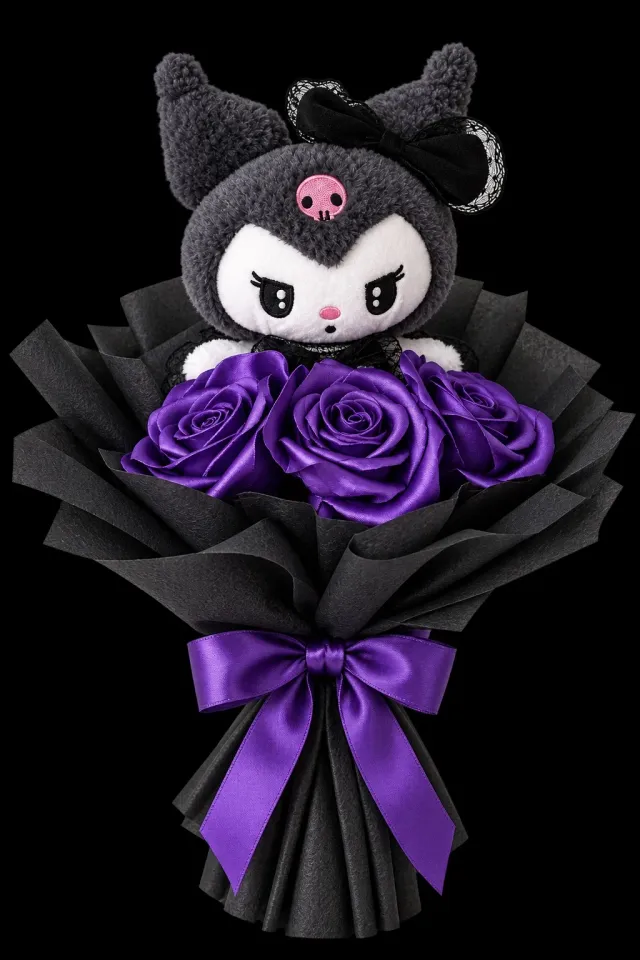 Ramo de flores eternas violetas Kuromi