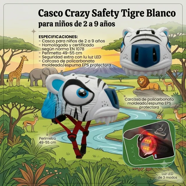 CASCO CRAZY SAFETY TIGRE BLANCO