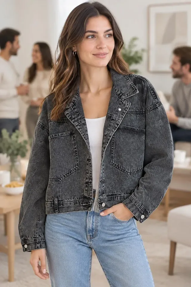 Campera Jeans gris oscuro