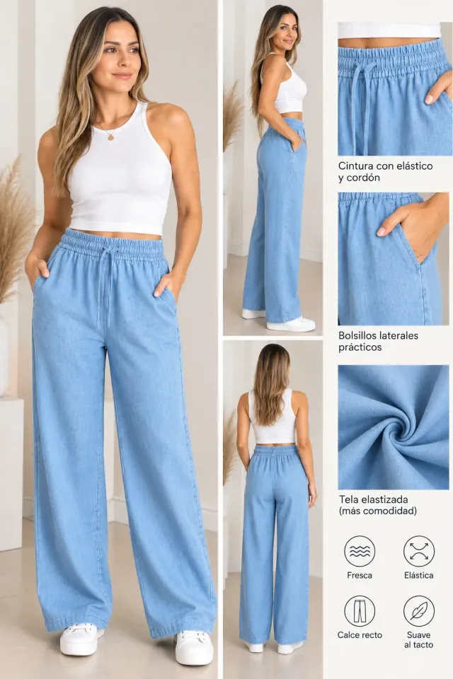 Pantalón Recto Símil Jeans. T. M/L, L/XL