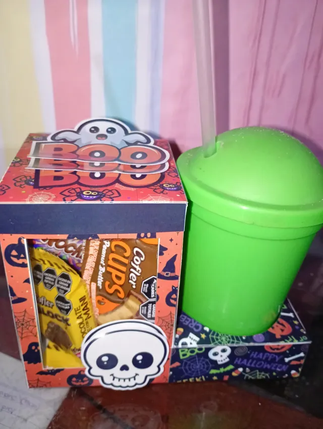 Caja porta vaso golosinera halloween x6