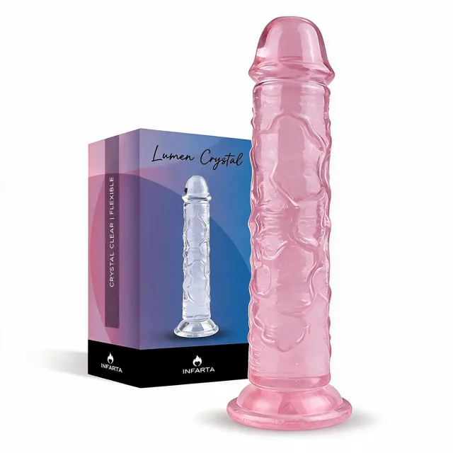 CONSOLADOR ROSA LUMEN CRYSTAL DE TPE FLEXIBLE CON VENTOSA 16 CM