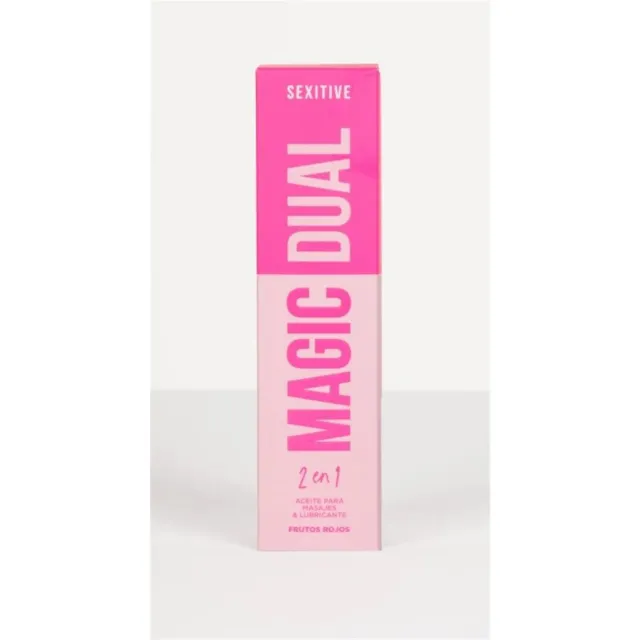 MAGIC DUAL ACEITE SENSUAL PARA MASAJES Y LUBRICANTE- AROMA FRUTOS ROJOS