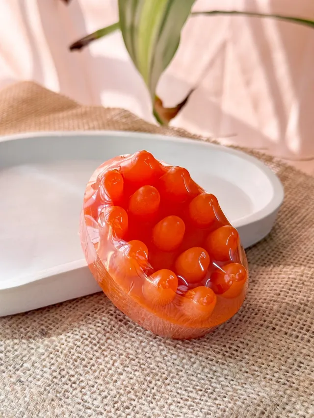 Jabón masajeador de mandarina + esponja vegetal