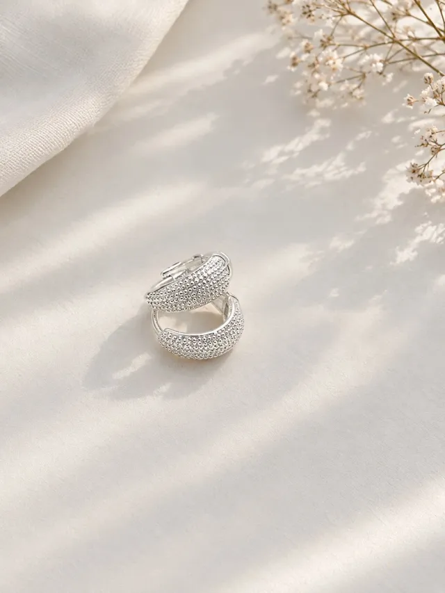 Aros argollas con strass en acero blanco
