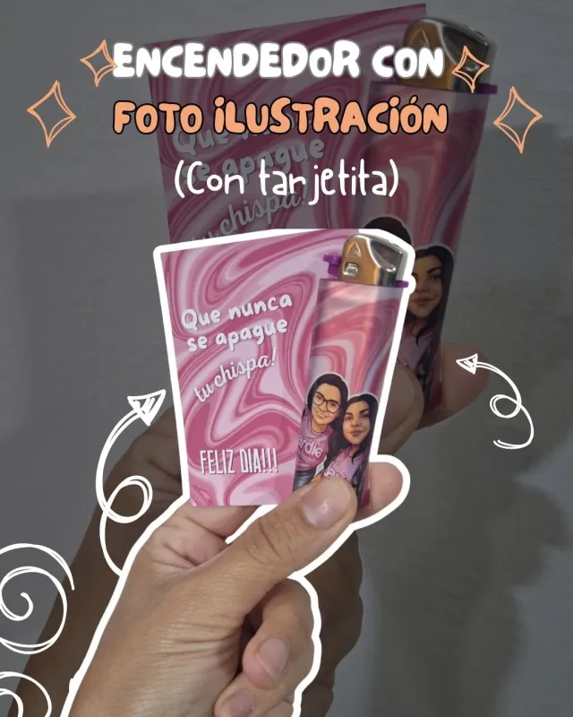 Encendedor personalizado + tarjeta