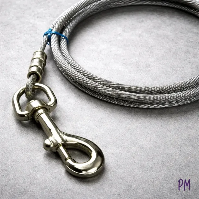 Combo estaca tirabuzón de acero + cable de atar de acero cubierto 5mm x 3 mts 4