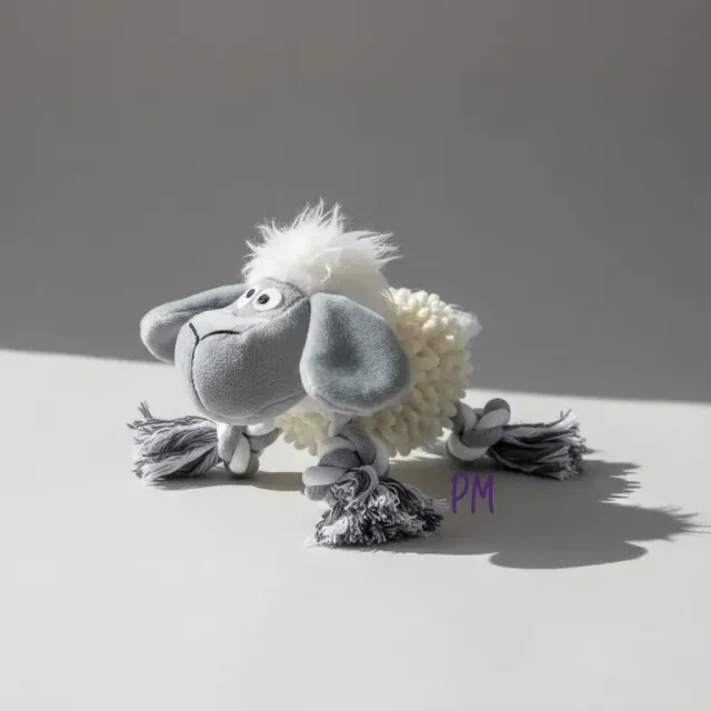 Oveja de plush y soga con chifle para perros medianos y grandes 3