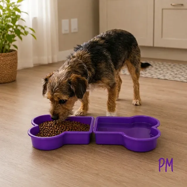 Comedero y bebedero modelo huesito. Para perros de tamaño pequeño y pequeño a me