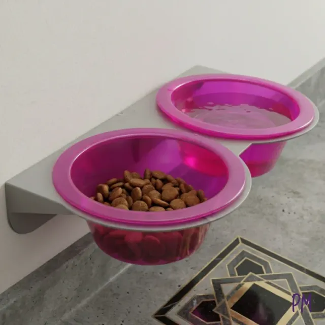 Comedero doble con soporte para amurar a la pared. Perros pequeños y gatos. 3