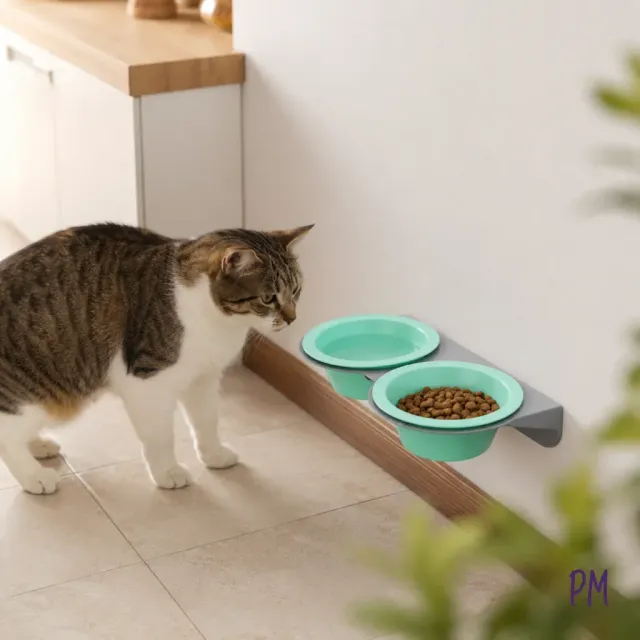 Comedero doble con soporte para amurar a la pared. Perros pequeños y gatos. 2