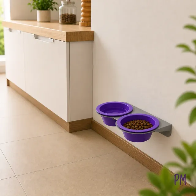 Comedero doble con soporte para amurar a la pared. Perros pequeños y gatos. 4