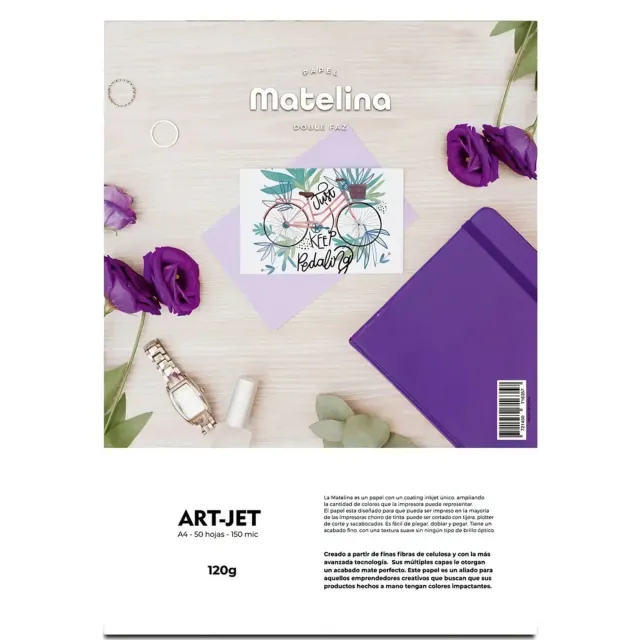 Papel Matelina Doble Faz A4 120g Acabado Mate 50 Hojas Blanco