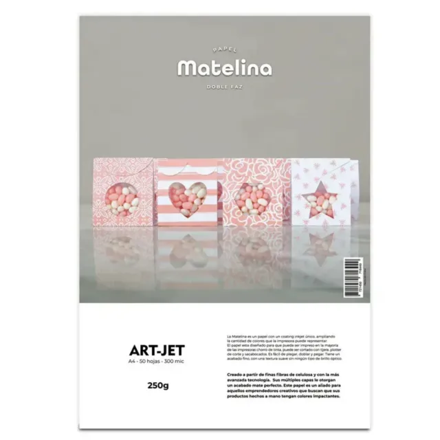 Papel Matelina Doble Faz 250g A4 Art Jet 50 Hojas Blanco