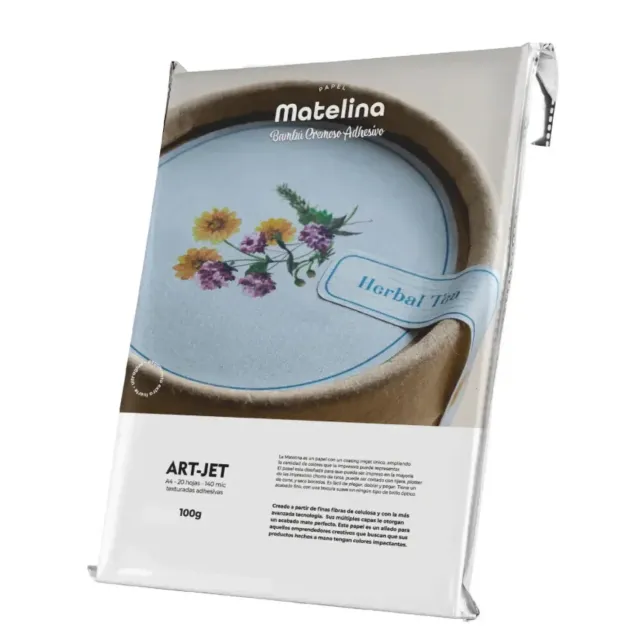 Papel Matelina Adhesivo Texturado Bambú Cremoso A4 20 Hojas