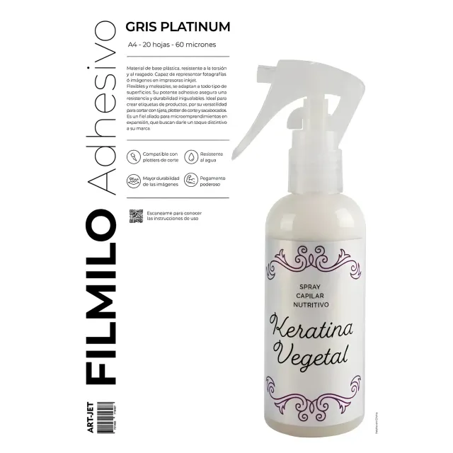 Filmilo Art-jet Adhesivo Gris Platinum A4 20 Hojas