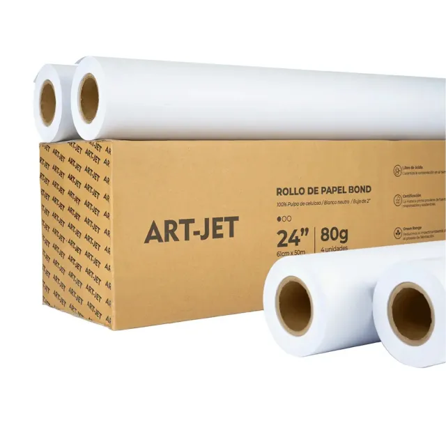 Papel Bond Art-Jet 61cm X 50m 80gr Blanco Para Plotter Inkjet