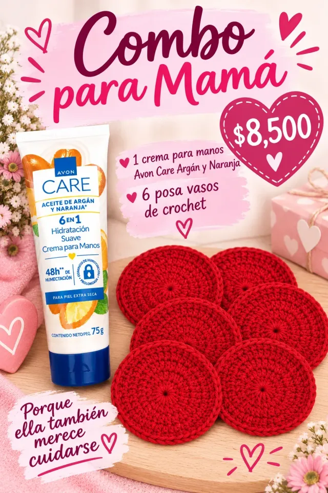 Crema de manos con 6 posa vasos