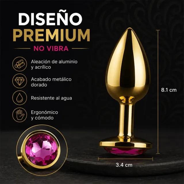 Anal Plug Eros Gold Metal Medium Rosy 4
