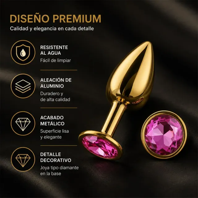 Anal Plug Eros Gold Metal Medium Rosy 3