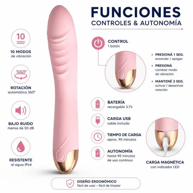 Vibrator Aurelia - Rotador - Recargable - Multifuncion 6