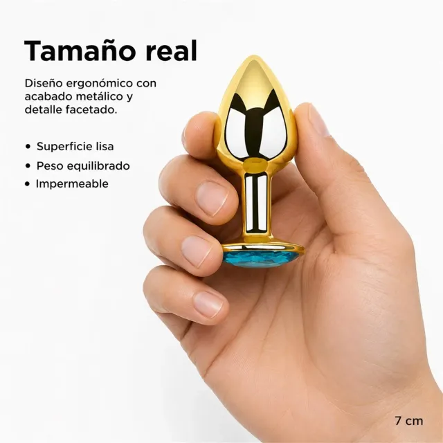 Anal Plug Eros Gold Metal Small Lightblue 4